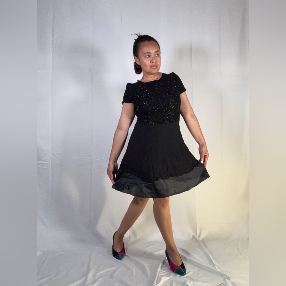 Papell Boutique Black Sparkle Mini Dress - Picture 5 of 11